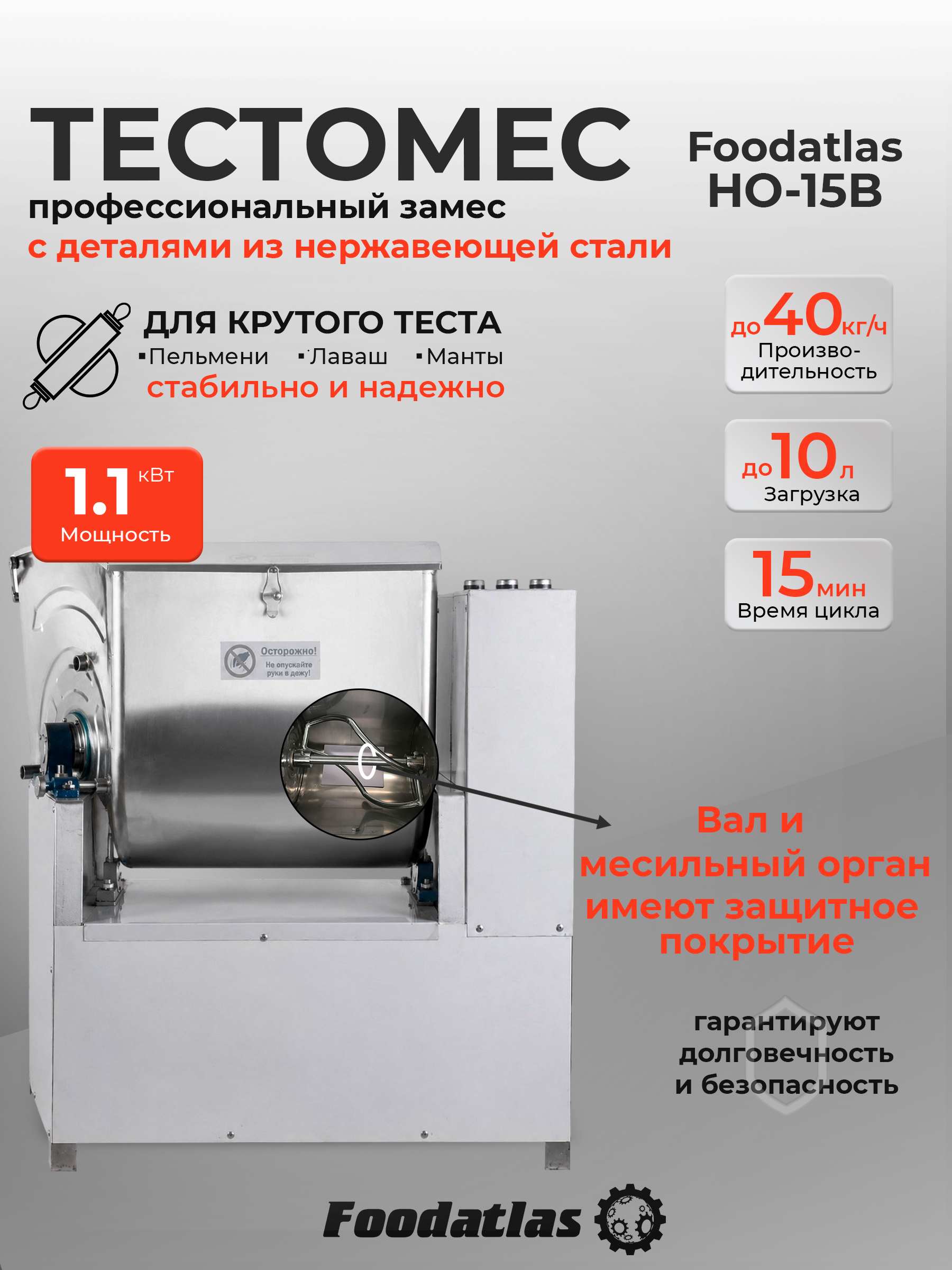 Машина тестомесильная Foodatlas HO-15B - 2